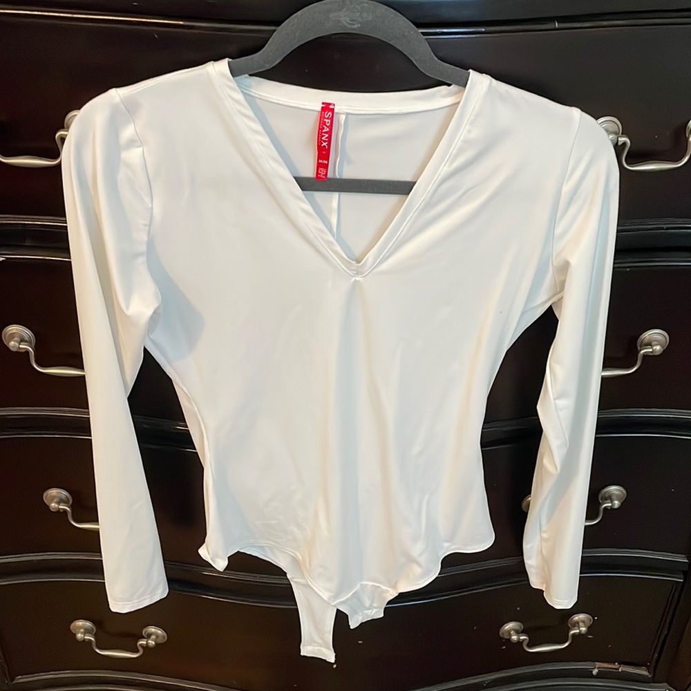 Spanx long sleeve white top